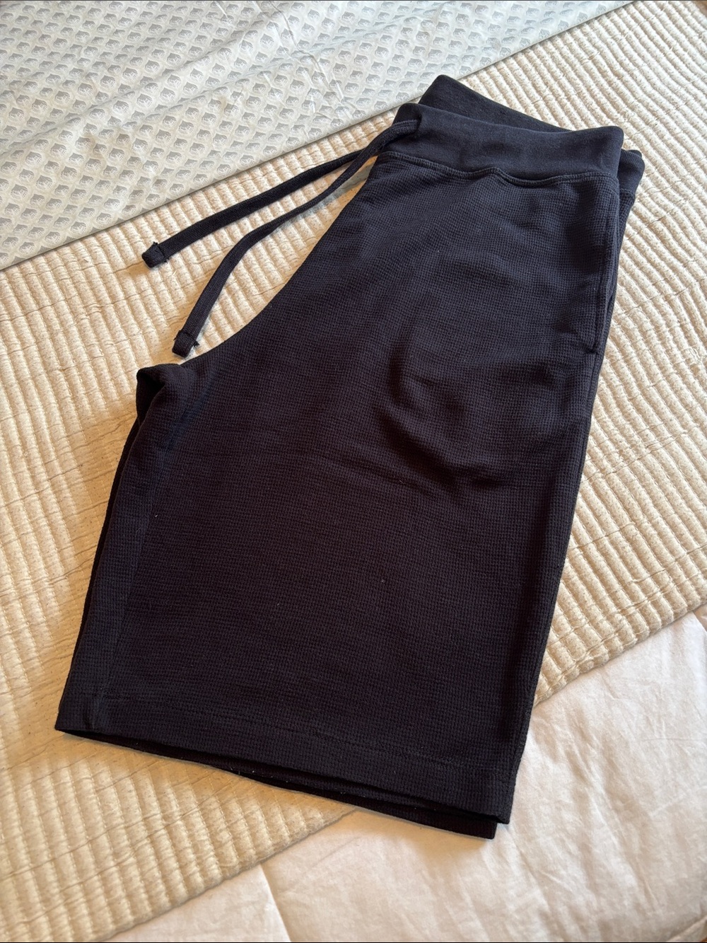 Mens Stafford Black Knit Drawstring Sleeping Shorts